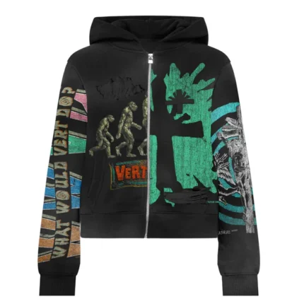 VERTABRAE – Black Montage Zip Up Hoodie | Fast & Free Shipping